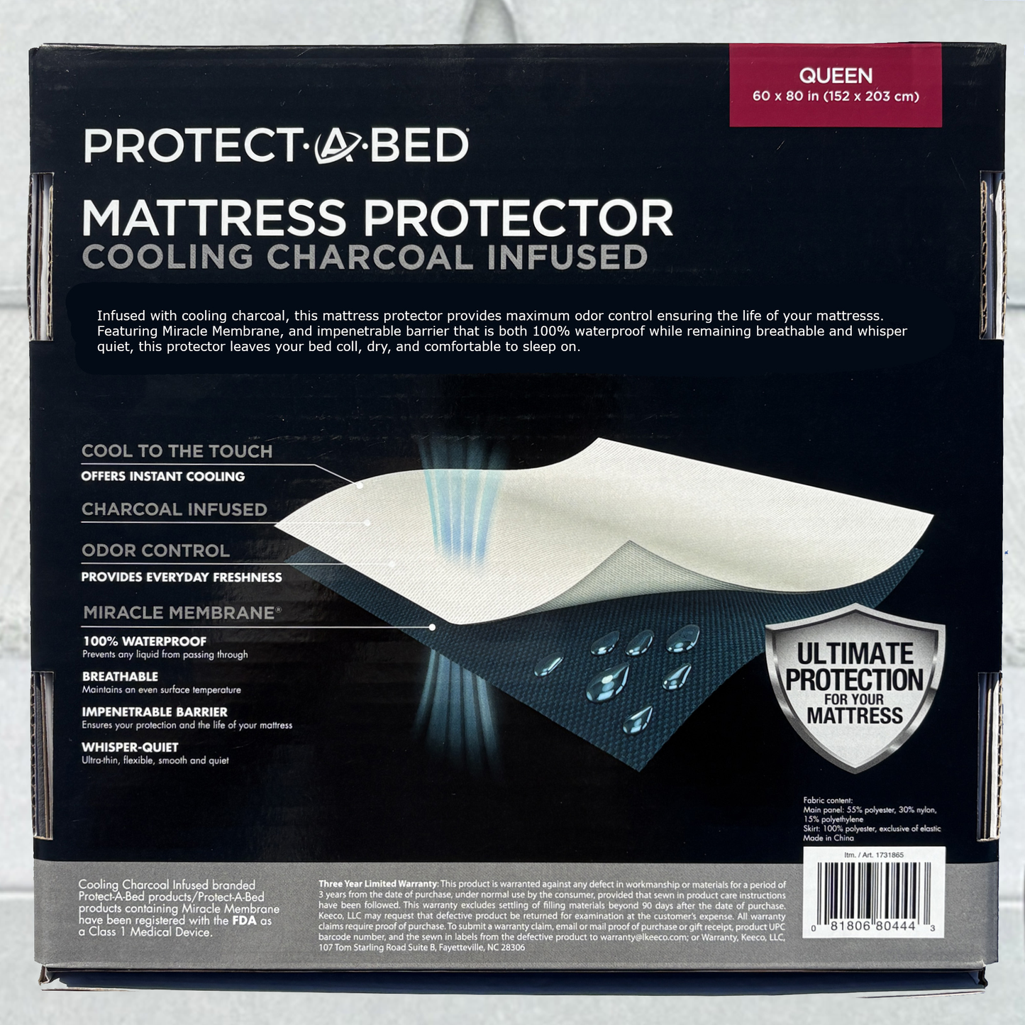 Cooling Charcoal Infused Queen Mattress Protector
