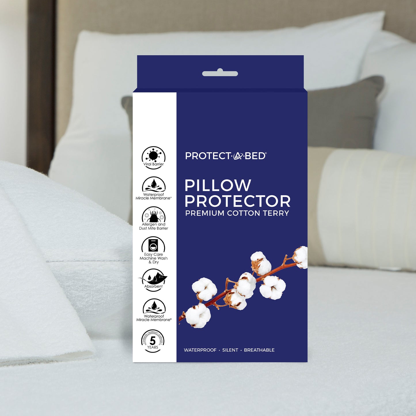 Premium Cotton Terry Zippered Pillow Protector